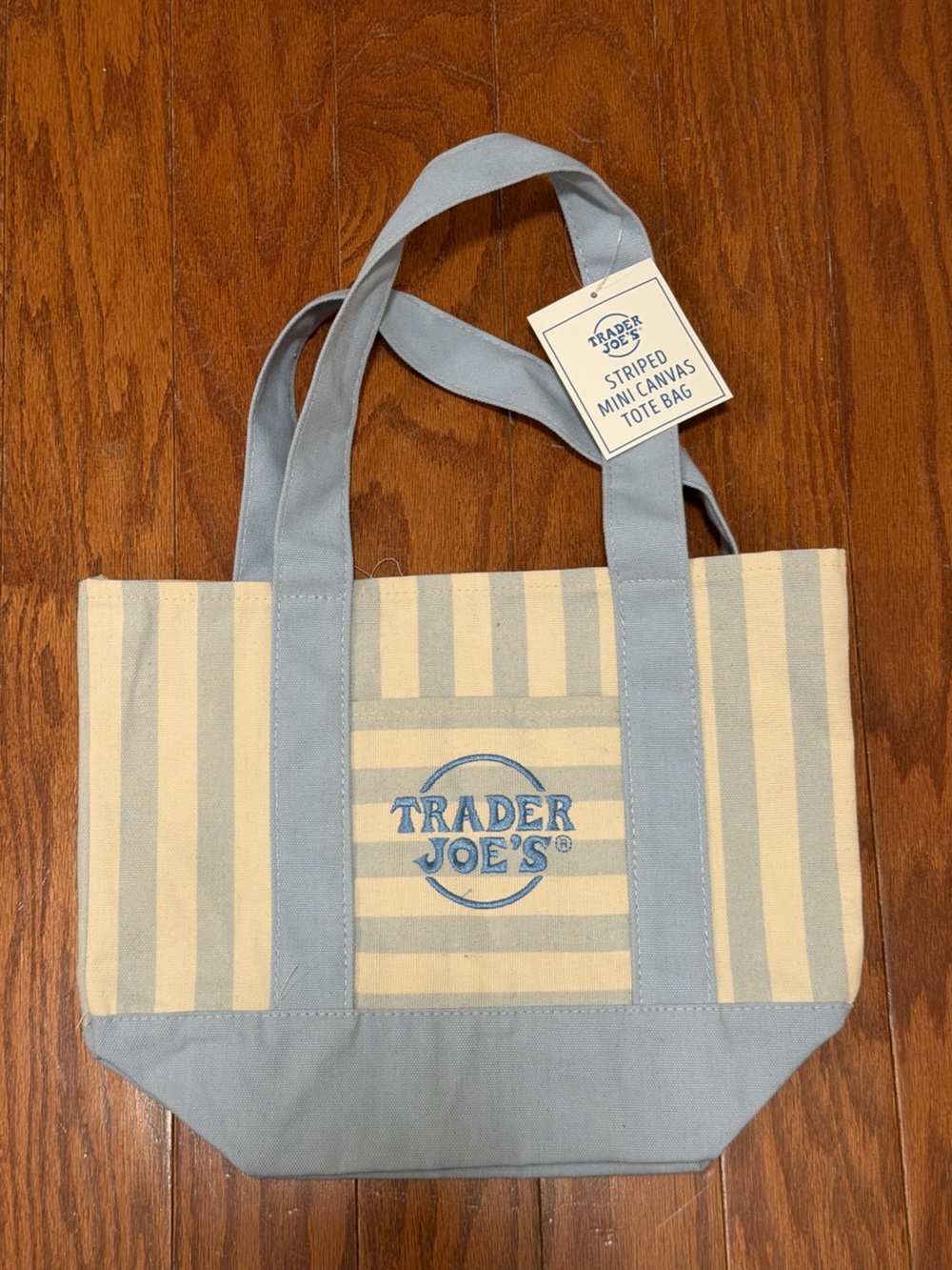 Trader Joe's Blue Stripped Canvas Tote
